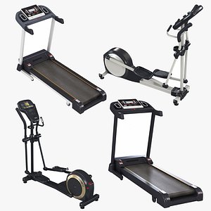 GYM Running Machine and Elliptical Bike Collection 3D model