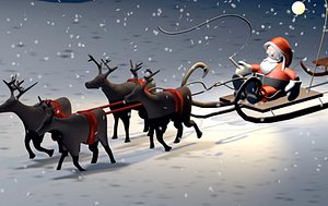 3d santa claus reindeers