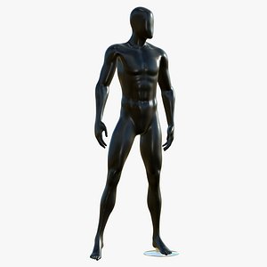 3D Black Male Mannequin Full Body