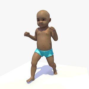 ANIMATED WALKING EURO 1 YEAR OLD BABY TYPE 2 3D model