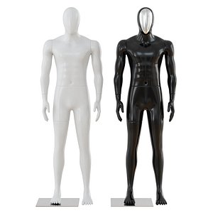 white black male mannequins 3D model