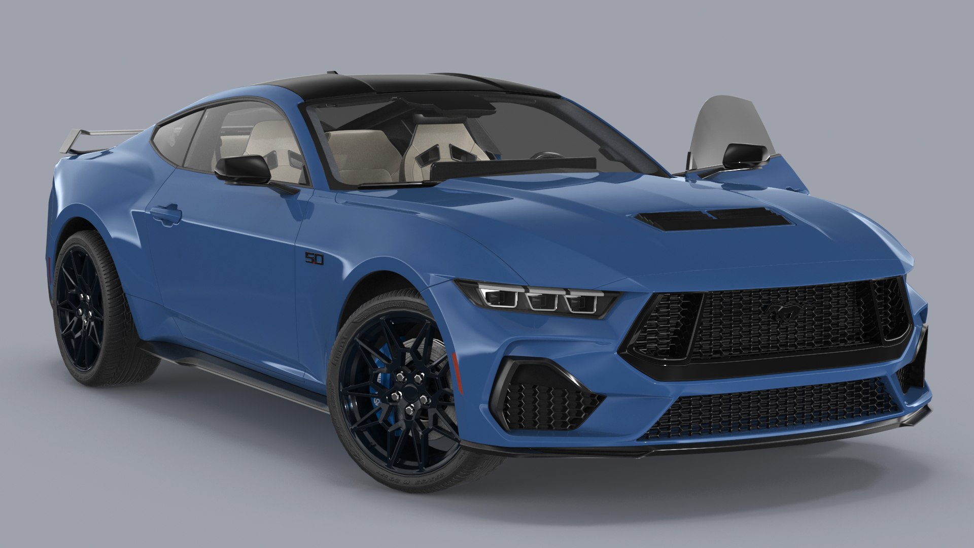 Ford Mustang 2024 Blue Rigged 3D model preview