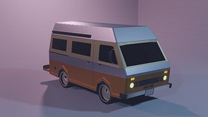 3D Retro Caravan Low Poly model