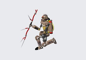 3D Steampunk model robot with bow and arrow model