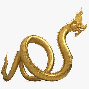3D Naga Dragon Gold Statue