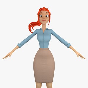 cartoon business woman 3d model