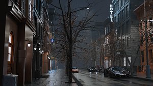 3D Industrial City Block- City Street