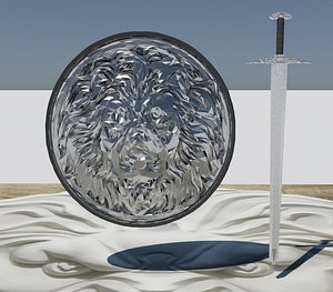 3D model shield sword