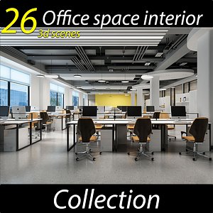 Office space interior 3d scene  model