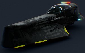 3D Futuristic Sci-Fi Police AirplaneSpace Ship
