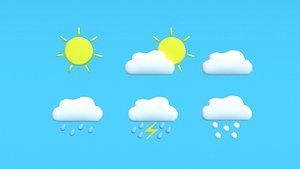 Low Poly Cartoon Weather Symbols