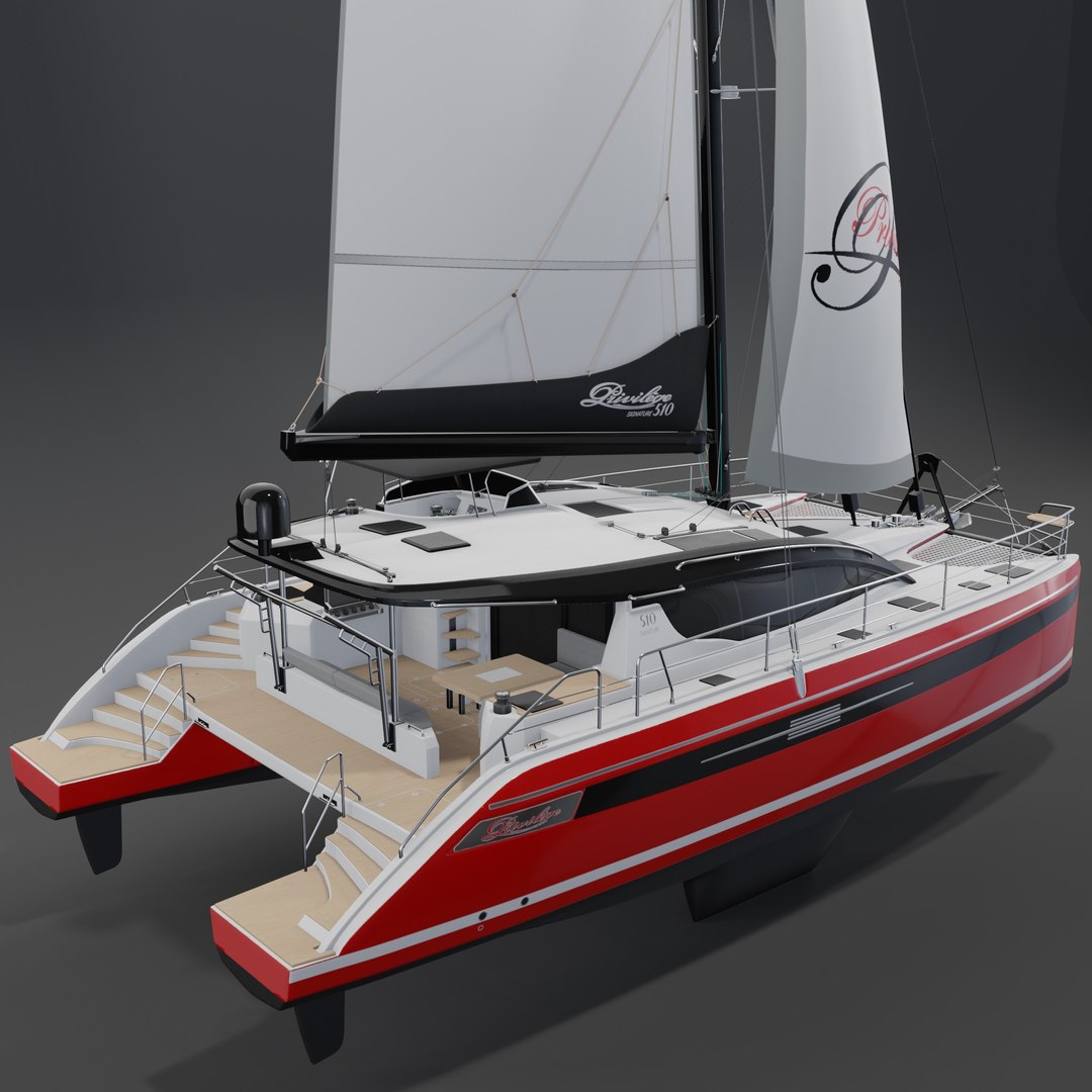 PRIVILEGE 510 Red 3D Catamaran 3D Model - TurboSquid 2205195