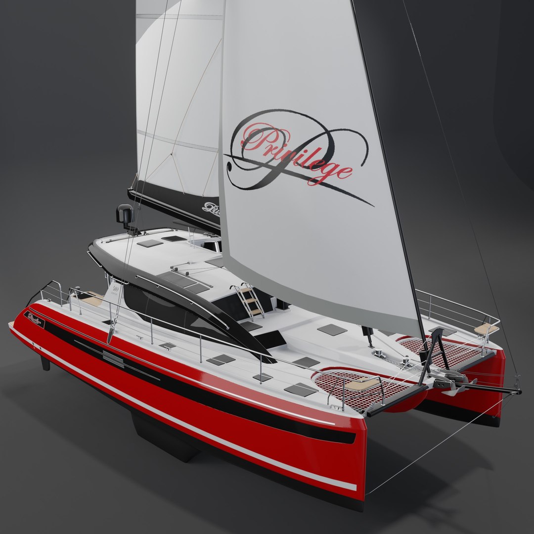 PRIVILEGE 510 Red 3D Catamaran 3D Model - TurboSquid 2205195