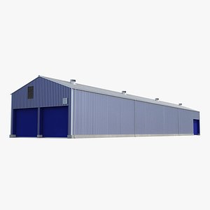 warehouse building 2 blue 3d model
