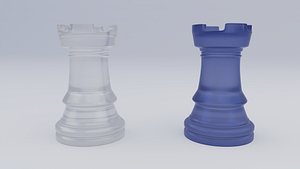 3D Rooks Frosted Glass Chess Pieces