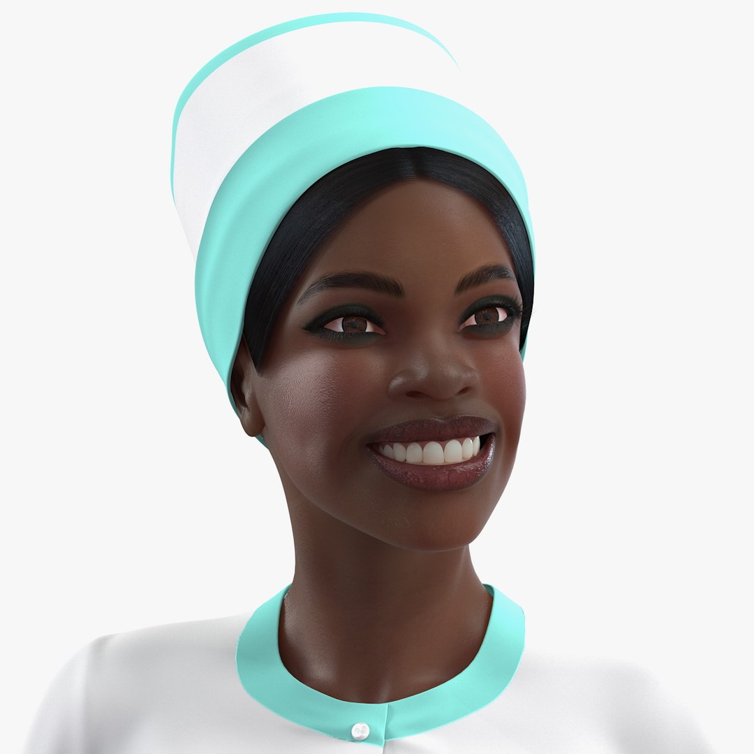 Dark Skinned Black Nurse Rigged 3D model preview