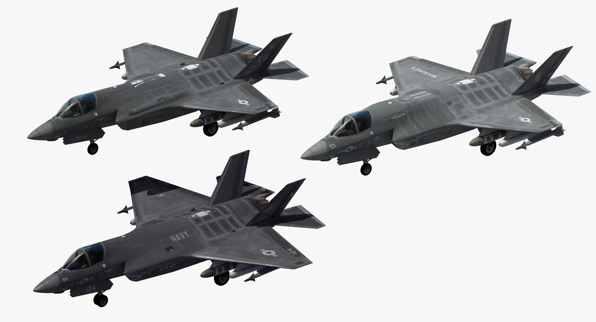 f-35 strike fighter 3D https://p.turbosquid.com/ts-thumb/Ff/GfZy4R/tPj9GXbM/f35_jsf_collection_02/jpg/1505675422/1920x1080/fit_q87/54540ddf1f8f816b22b92a9159758edb38afa8da/f35_jsf_collection_02.jpg