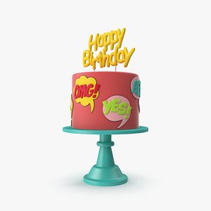 Comic Birthday Cake 3D