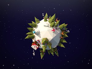 3D asset cartoon christmas planet