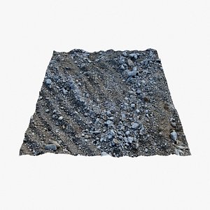 Gravel Ground 08 - 3D photogrammetry model scan of sand and tire track pattern 3D model
