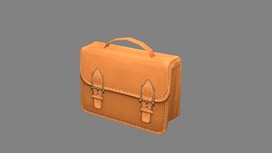 3D cartoon briefcase -brown suitcase Low-poly 3D model