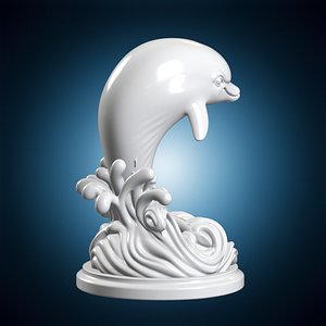 3D model Dolphin Wave Emblem Printable Model 3D Print Model
