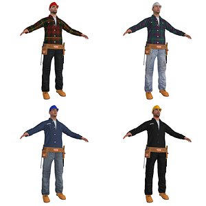 3d pack worker man