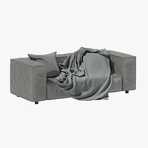 3D grey fabric sofa blanket model