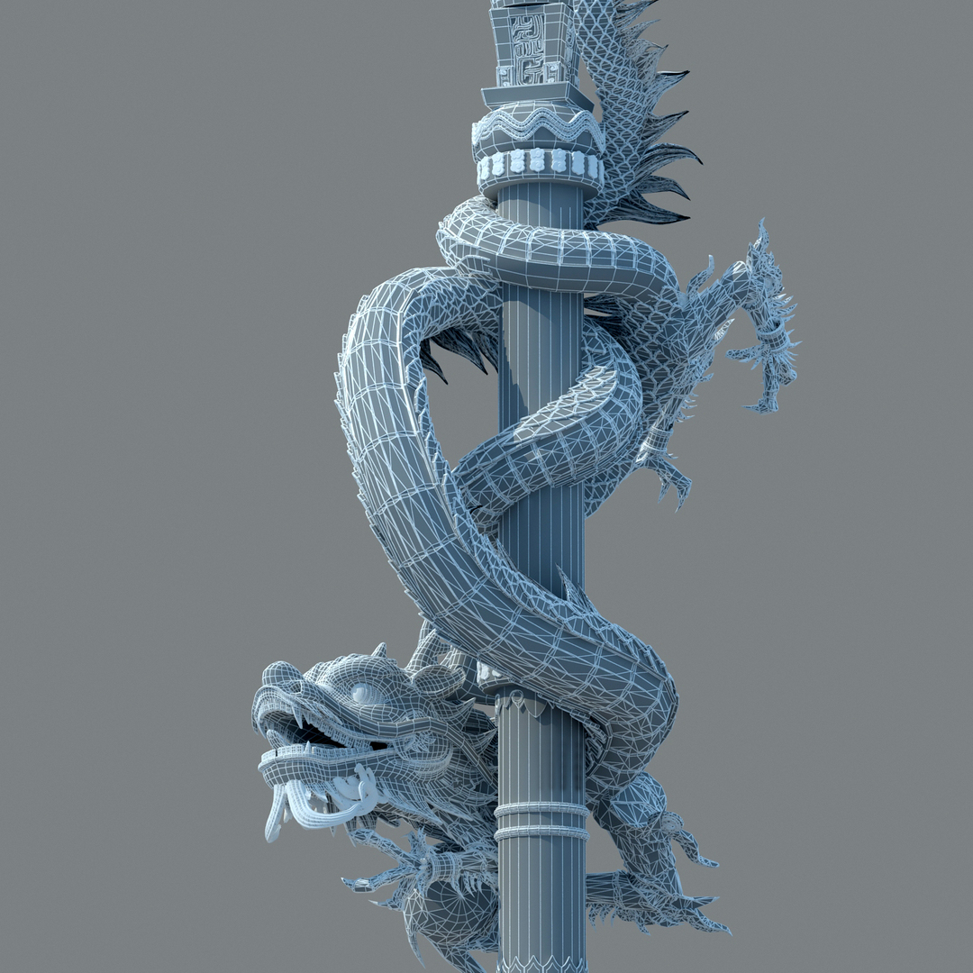 3D chinese dragon pillar TurboSquid 1484090
