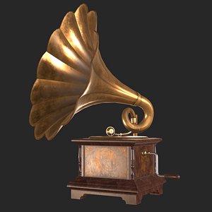 3D model old antique gramophone