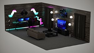 3D Complete Gaming Room Pack model