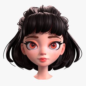Cartoon Brunette Girl Head