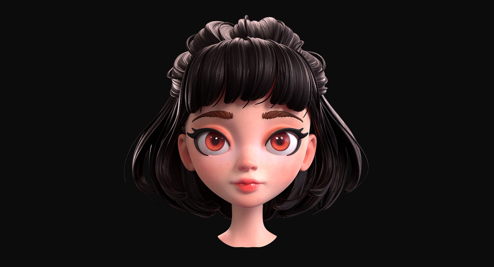 Cartoon Brunette Girl Head 3D - TurboSquid 1358776