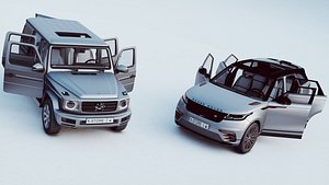2 SUVs collection - Range Rover land rover Velar and Mercedes Benz G-class G63 New edition 3D model