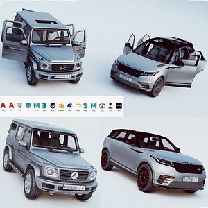 2 SUVs collection - Range Rover land rover Velar and Mercedes Benz G-class G63 New edition 3D model