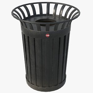3D Street Bin Black PBR model