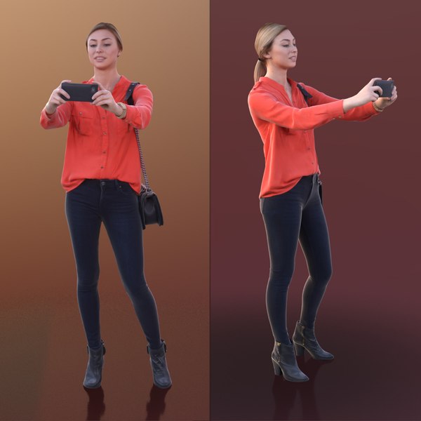 3D 10266 Ramona - Young Woman Taking Picture With Her Phone