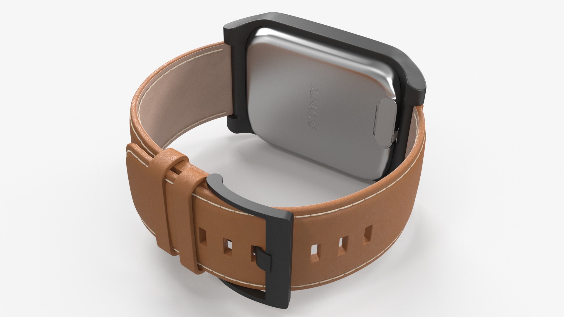 3D Smart Watch Sony With Leather Strap Model - TurboSquid 2220145