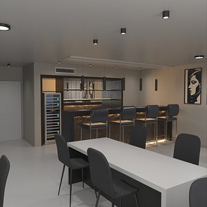 Interior Private Home Bar 3D model