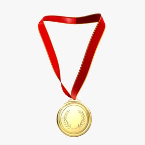Gold Silver Bronze Medal With Ribbon 3D model