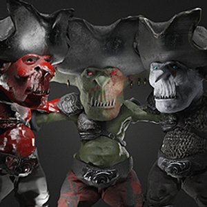 3D low-poly goblin captain pirate