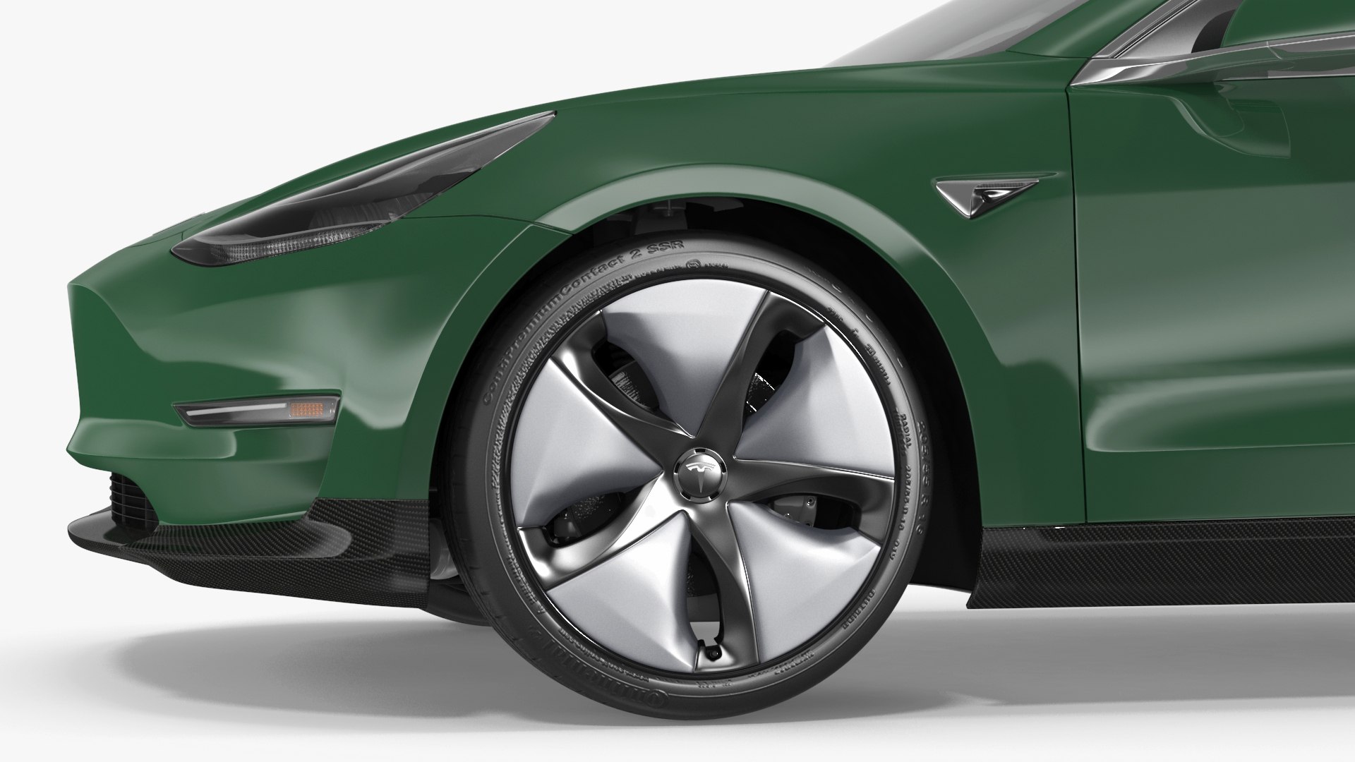 Tesla Model 3 with Wheel and Roof Accessories Rigged 3D model ...