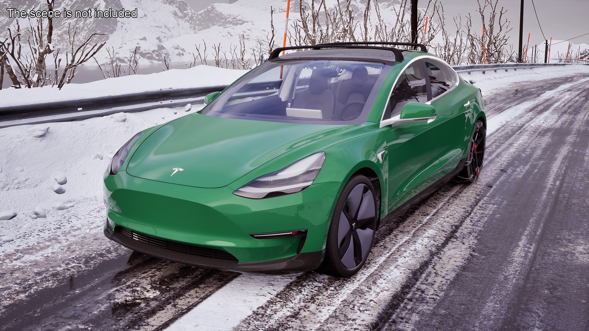 Tesla Model 3 with Wheel and Roof Accessories Rigged 3D model ...
