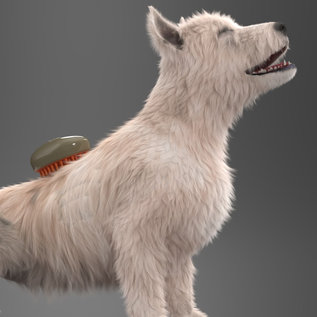 Pet Steam Brush for Terrier Coat Olive Fur for Maya 3D model preview