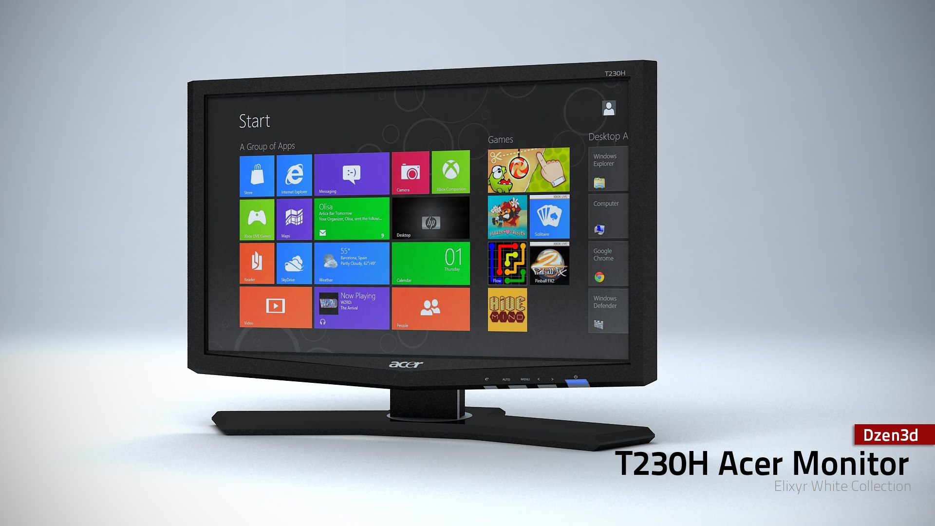 Acer T230h Monitor 3d Model