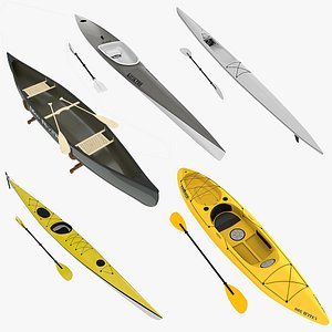 3d model 4 kayaks canoe