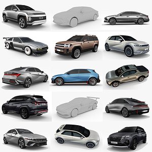 Hyundai 10 Car low poly 3D model