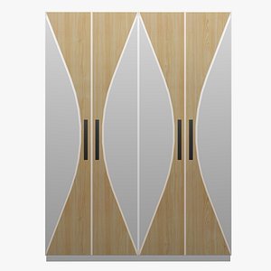 3D model Modern Arc Design Wooden Wardrobe Low Poly