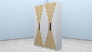3D model Modern Arc Design Wooden Wardrobe Low Poly