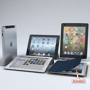 apple ipad 3 4 3d model